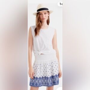J. Crew White and Blue Patterned Skirt